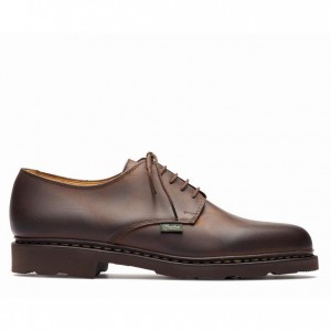 Men's Paraboot Arles Derby Shoes Dark Brown | YZED-45039