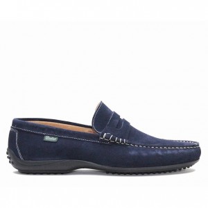 Men's Paraboot Cabrio Loafers Blue | RGBL-94820