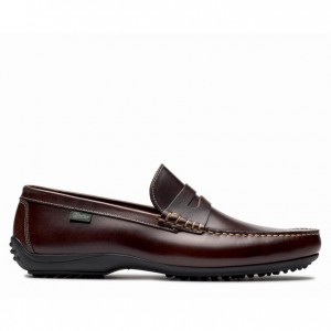 Men's Paraboot Cabrio Loafers Dark Brown | VAKS-38250