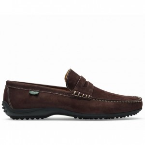 Men's Paraboot Cabrio Loafers Dark Brown | RBKL-30742