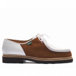 Men's Paraboot Michael Derby Shoes White / Brown | GAJK-20315