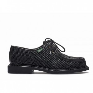 Men's Paraboot Michael Raphia Derby Shoes Black | GQYJ-17304