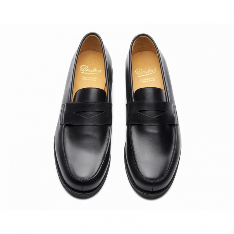 Men's Paraboot Adonis Loafers Black | ZKJA-40312