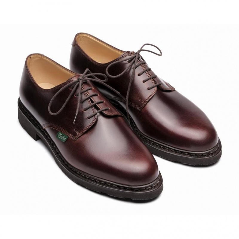 Men's Paraboot Arles Derby Shoes Burgundy | NWXA-41875