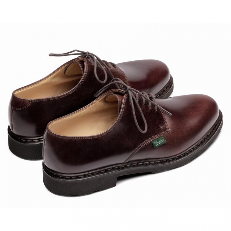 Men's Paraboot Arles Derby Shoes Burgundy | NWXA-41875