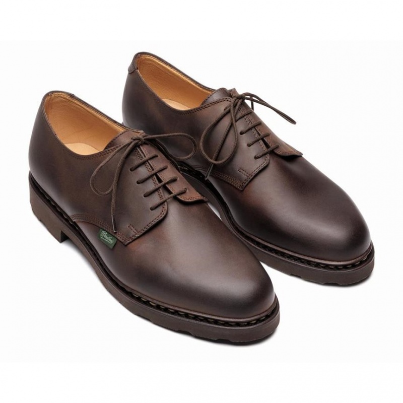 Men's Paraboot Arles Derby Shoes Dark Brown | YZED-45039