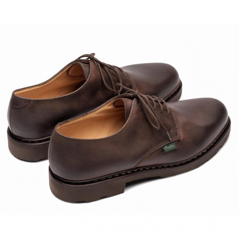 Men's Paraboot Arles Derby Shoes Dark Brown | YZED-45039