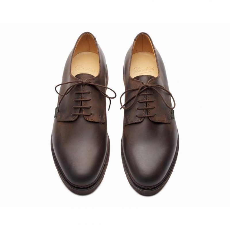 Men's Paraboot Arles Derby Shoes Dark Brown | YZED-45039