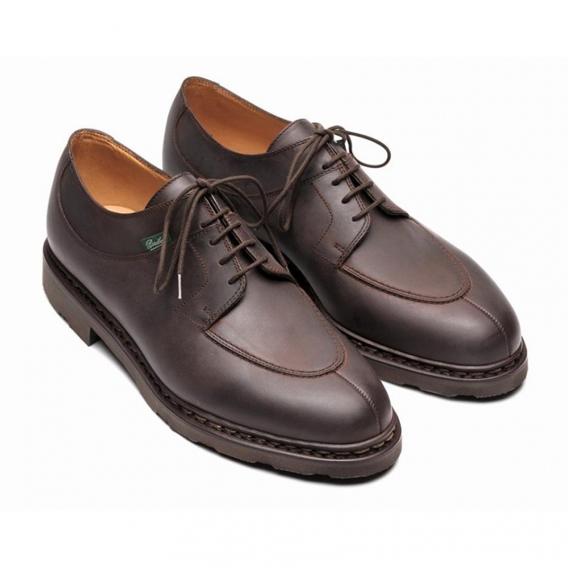 Men's Paraboot Avignon Derby Shoes Dark Brown | OJCY-89175