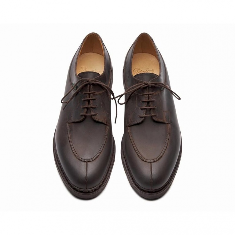 Men's Paraboot Avignon Derby Shoes Dark Brown | OJCY-89175