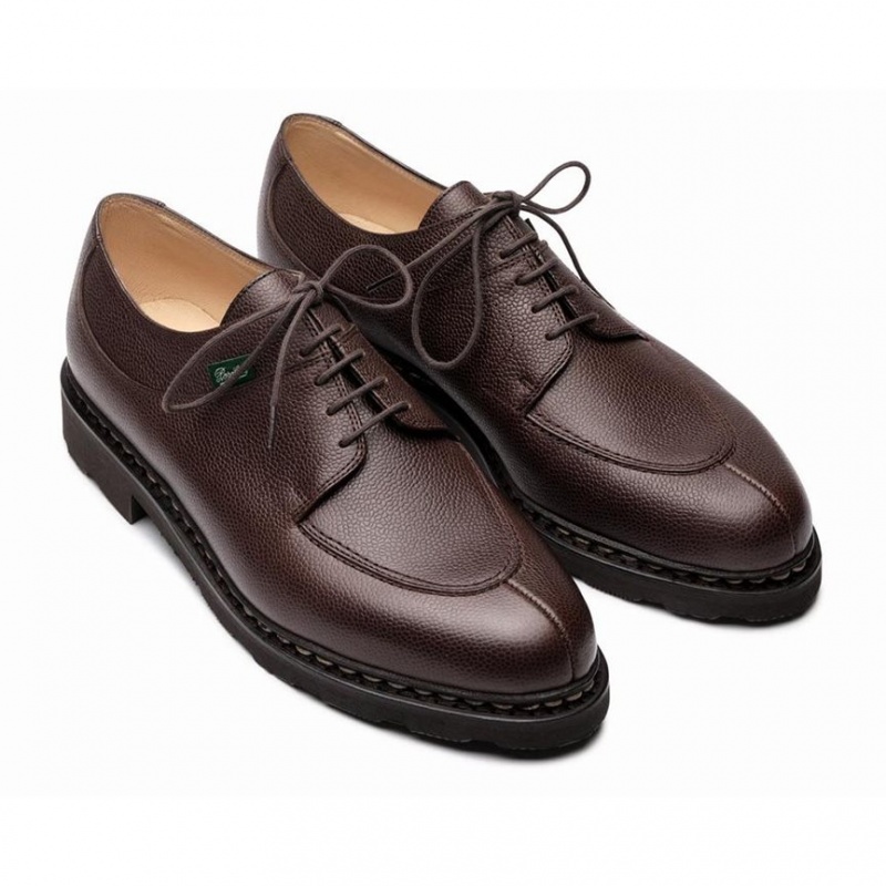 Men's Paraboot Avignon Derby Shoes Dark Brown | JRYA-95620