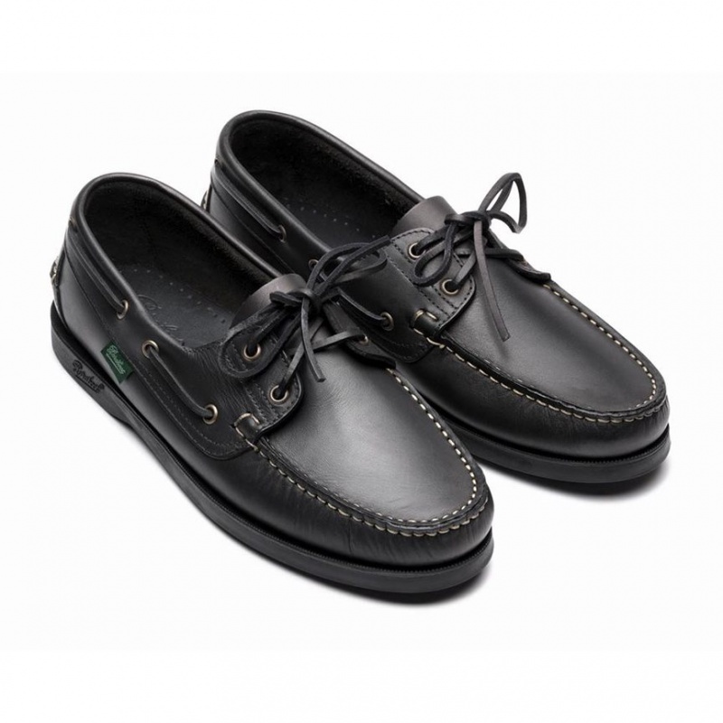 Men's Paraboot Barth Boat Shoes Black | MLZI-15603