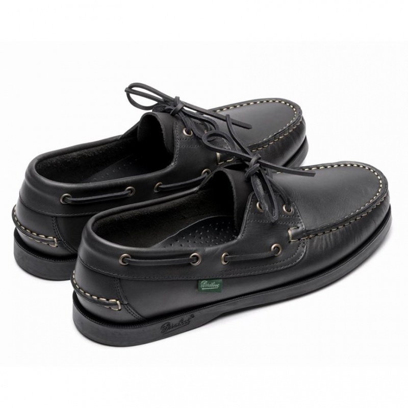 Men's Paraboot Barth Boat Shoes Black | MLZI-15603