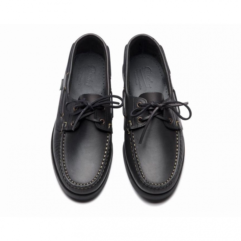 Men's Paraboot Barth Boat Shoes Black | MLZI-15603