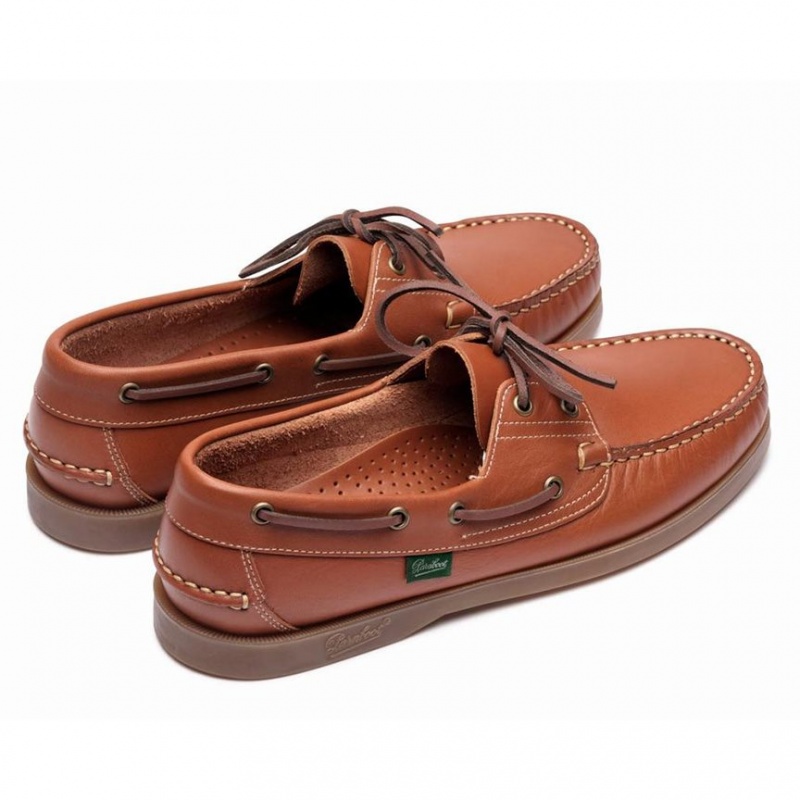 Men's Paraboot Barth Boat Shoes Brown | HUIR-71360