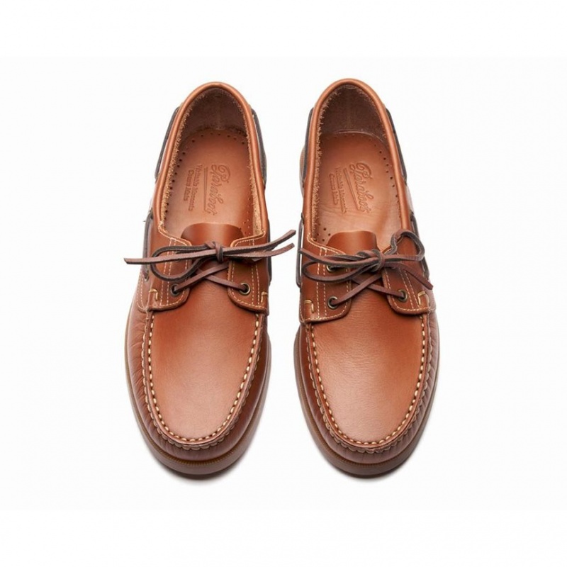 Men's Paraboot Barth Boat Shoes Brown | HUIR-71360