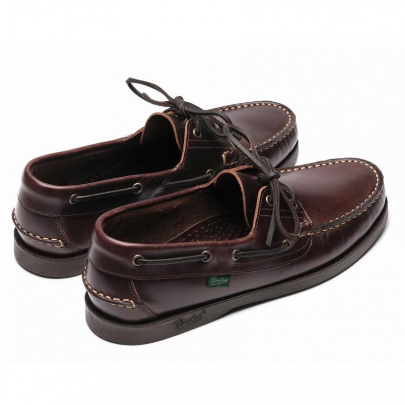 Men's Paraboot Barth Boat Shoes Burgundy | KZAS-52791