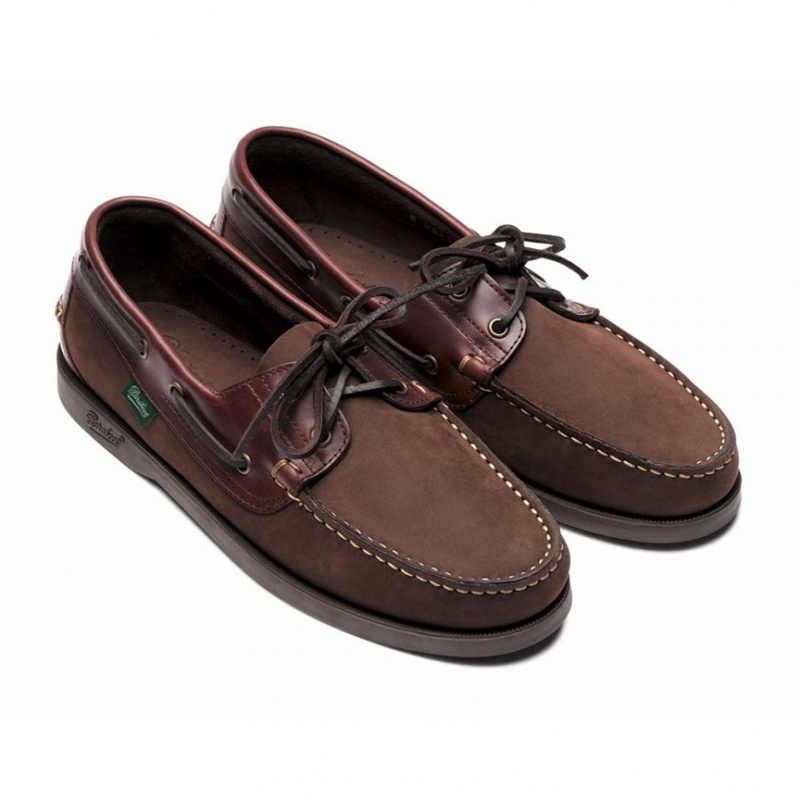 Men's Paraboot Barth Boat Shoes Dark Brown | UBTC-20845