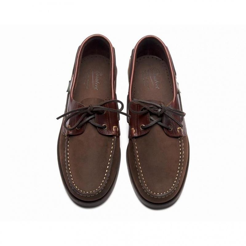 Men's Paraboot Barth Boat Shoes Dark Brown | UBTC-20845