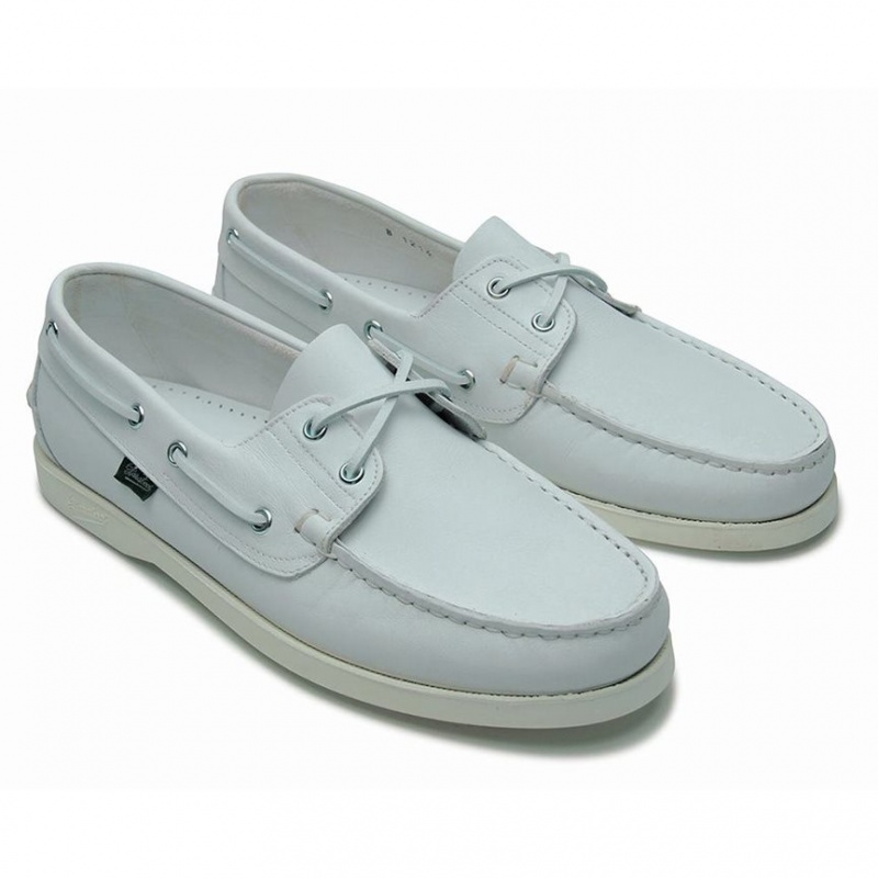 Men's Paraboot Barth Boat Shoes White | KLBI-14628