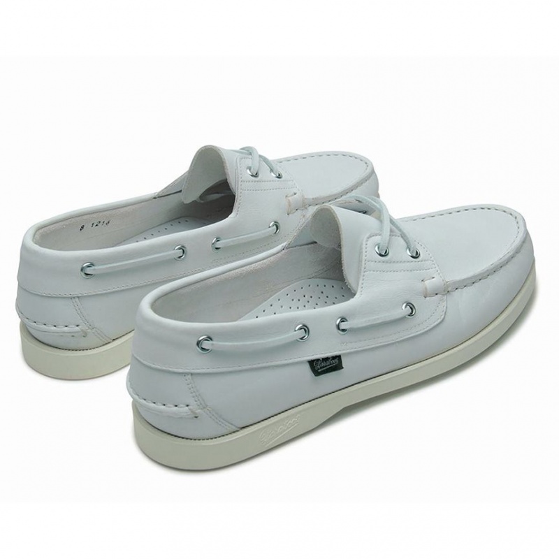 Men's Paraboot Barth Boat Shoes White | KLBI-14628