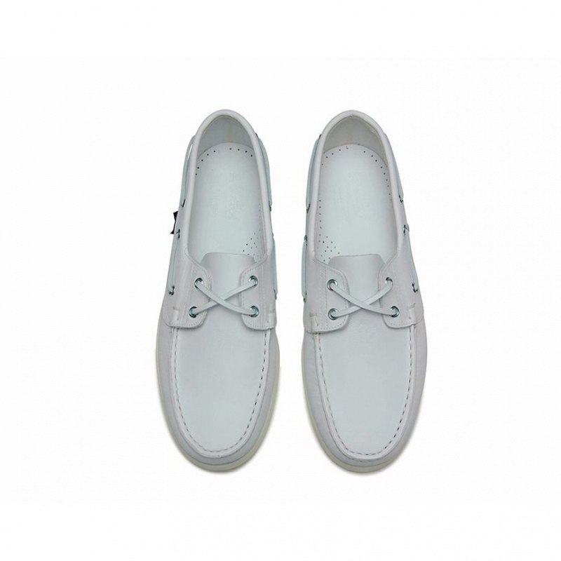 Men's Paraboot Barth Boat Shoes White | KLBI-14628