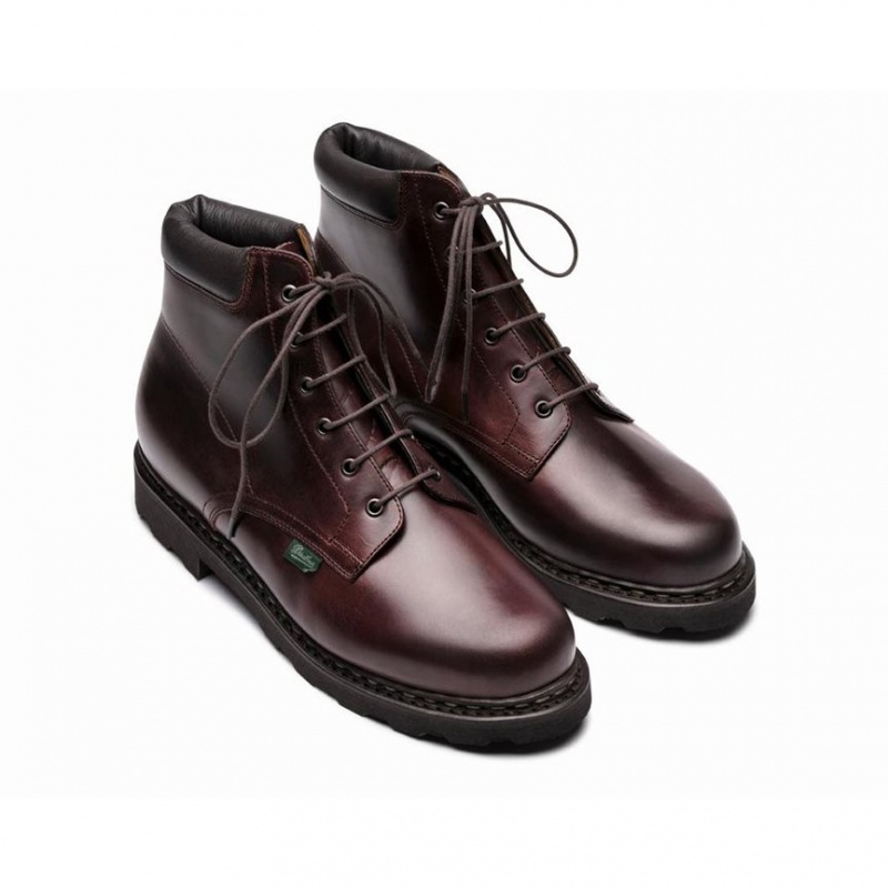 Men's Paraboot Bergerac Ankle Boots Burgundy | UGEM-15396