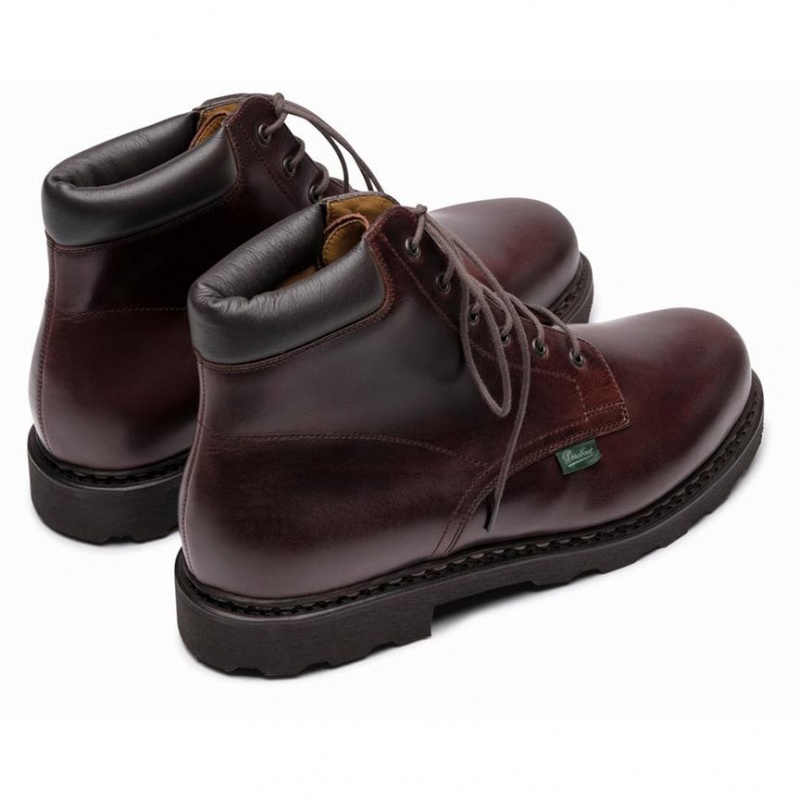 Men's Paraboot Bergerac Ankle Boots Burgundy | UGEM-15396