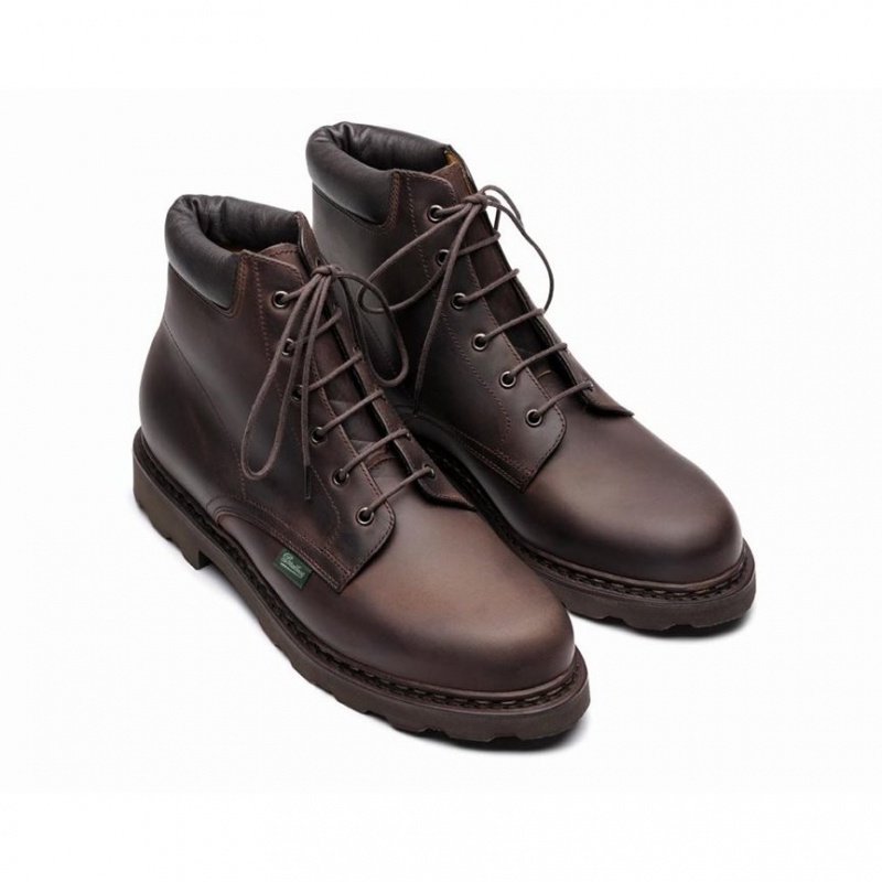 Men's Paraboot Bergerac Ankle Boots Dark Brown | RQOA-79452