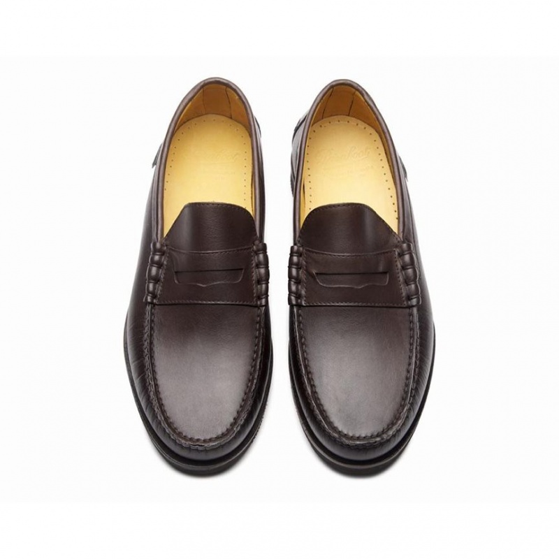 Men's Paraboot Brighton Loafers Dark Brown | XGTA-97456