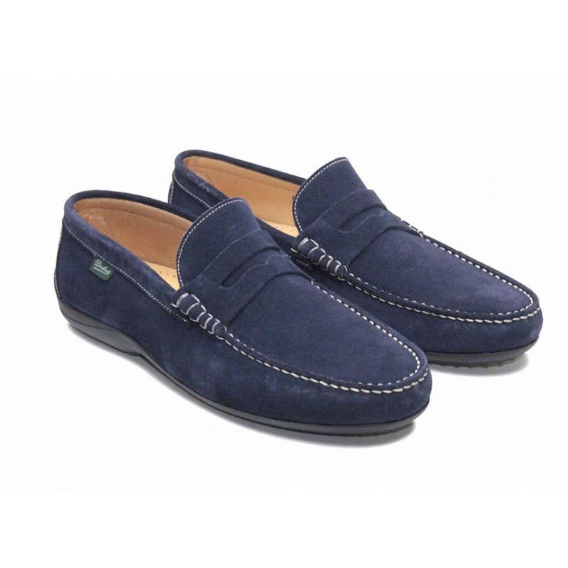 Men's Paraboot Cabrio Loafers Blue | RGBL-94820