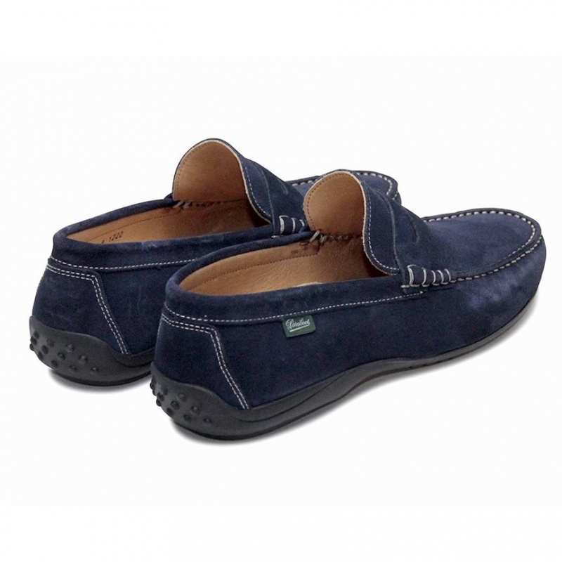 Men's Paraboot Cabrio Loafers Blue | RGBL-94820