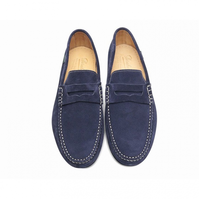 Men's Paraboot Cabrio Loafers Blue | RGBL-94820