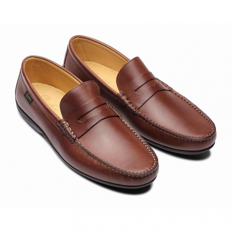 Men's Paraboot Cabrio Loafers Brown | GVWE-02948