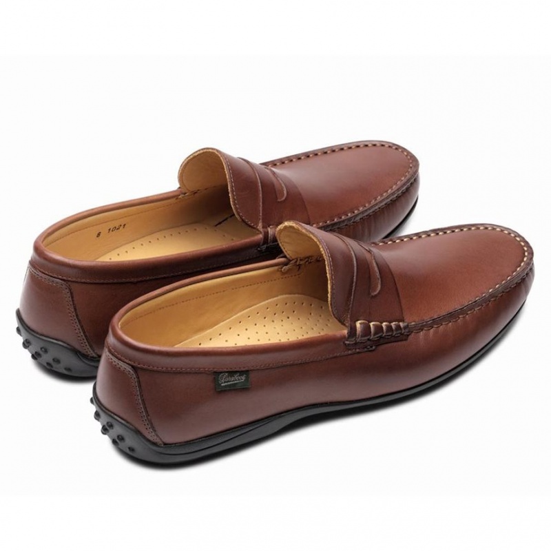 Men's Paraboot Cabrio Loafers Brown | GVWE-02948