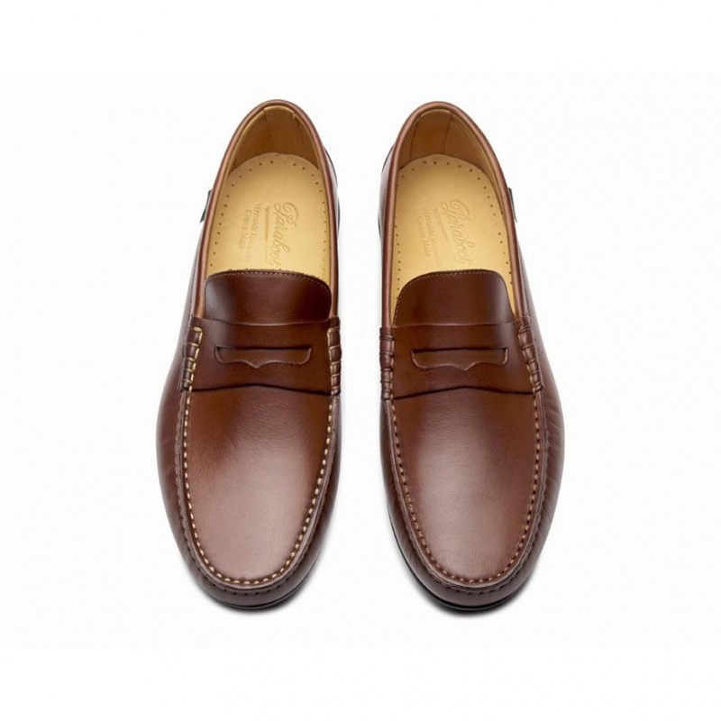 Men's Paraboot Cabrio Loafers Brown | GVWE-02948