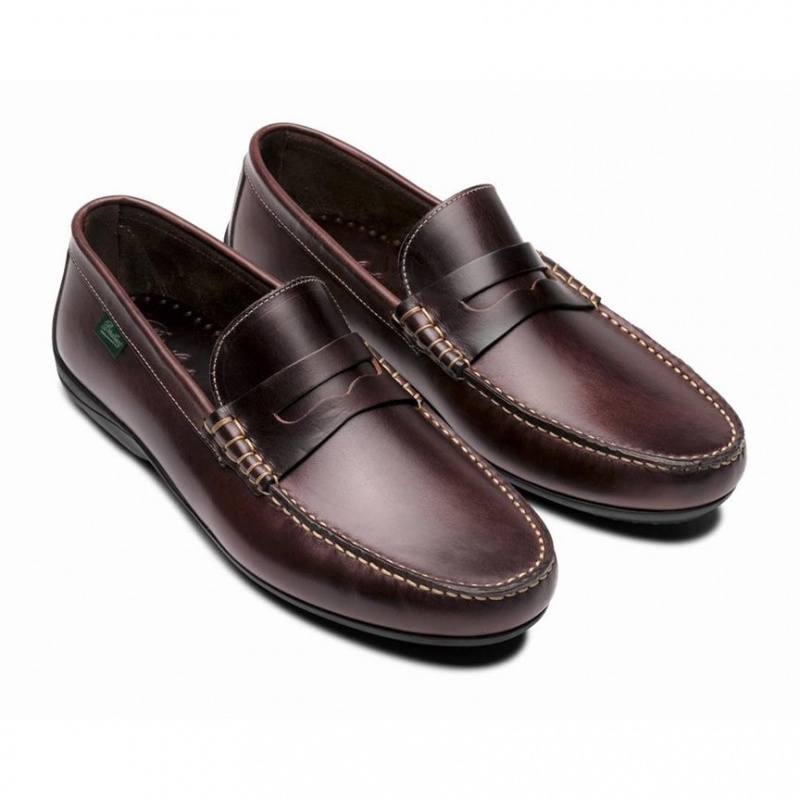 Men's Paraboot Cabrio Loafers Dark Brown | VAKS-38250