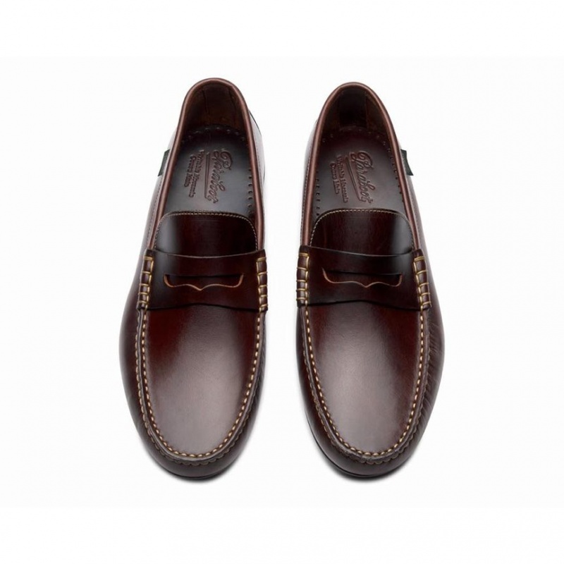 Men's Paraboot Cabrio Loafers Dark Brown | VAKS-38250