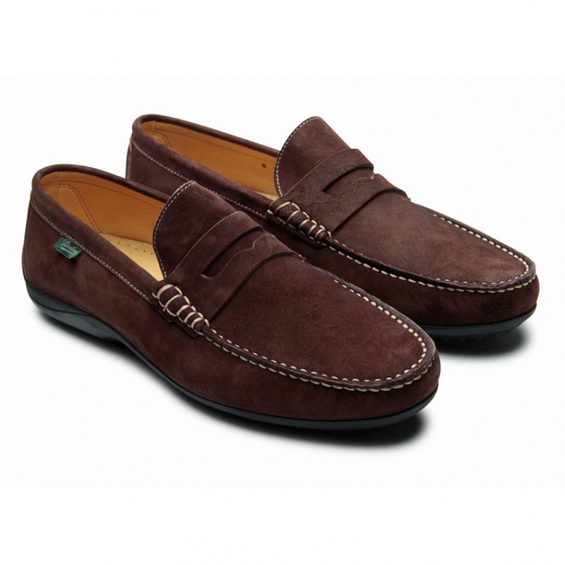 Men's Paraboot Cabrio Loafers Dark Brown | RBKL-30742