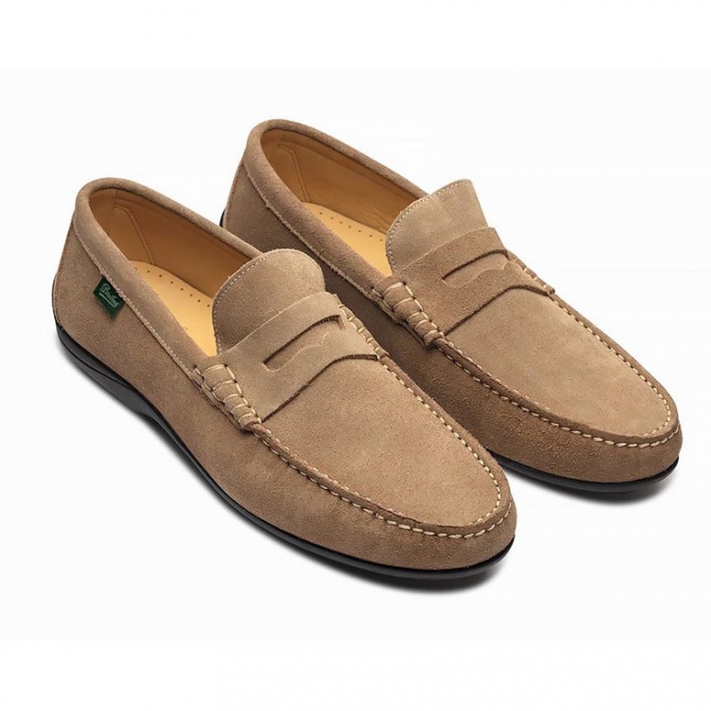 Men's Paraboot Cabrio Loafers Khaki | SKJQ-51467