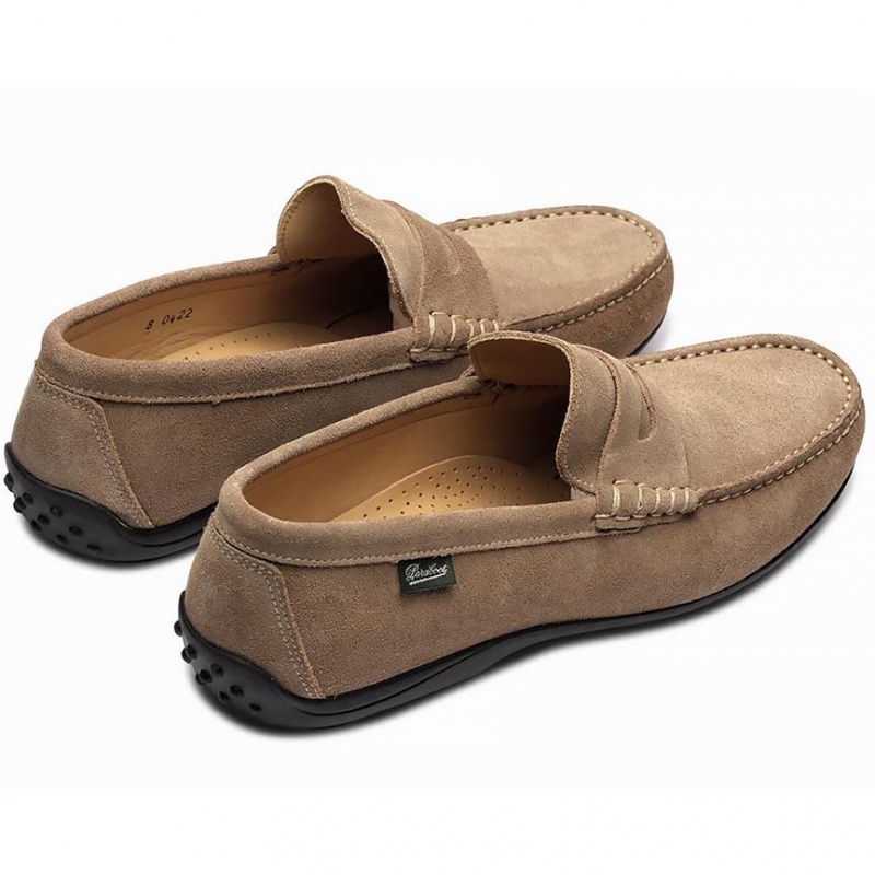 Men's Paraboot Cabrio Loafers Khaki | SKJQ-51467