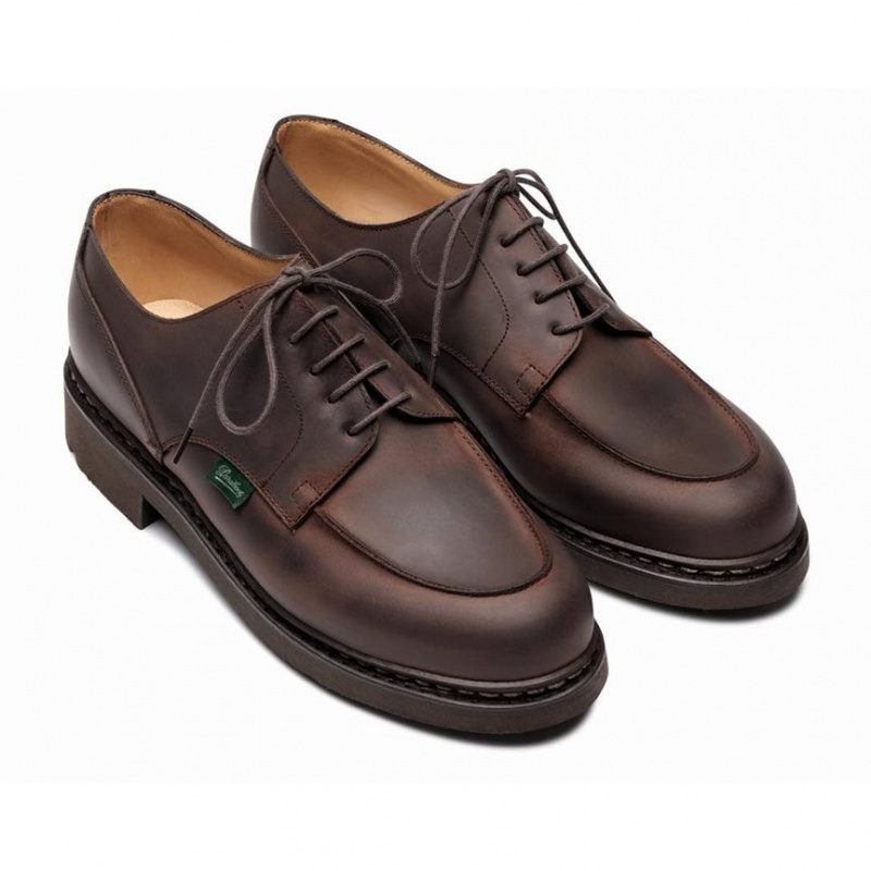 Men's Paraboot Chambord Derby Shoes Dark Brown | QYVM-05638