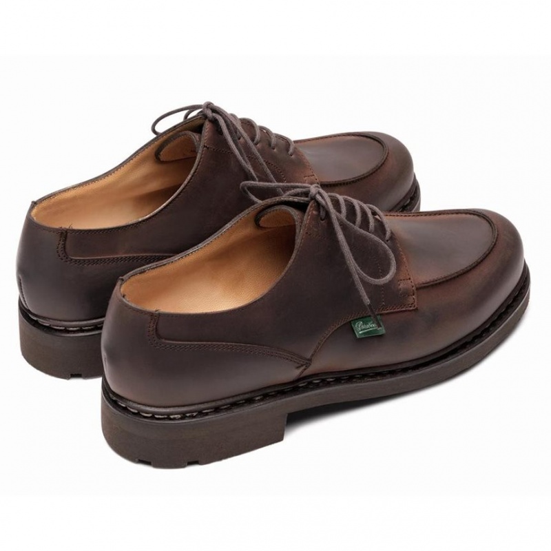 Men's Paraboot Chambord Derby Shoes Dark Brown | QYVM-05638