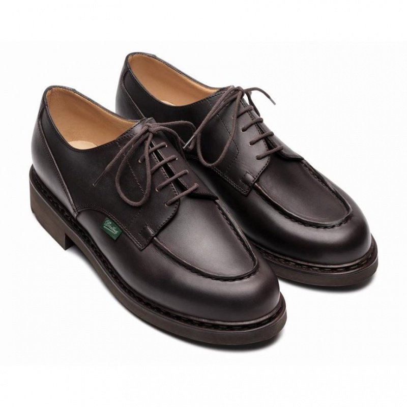 Men's Paraboot Chambord Derby Shoes Dark Brown | YXCM-17826