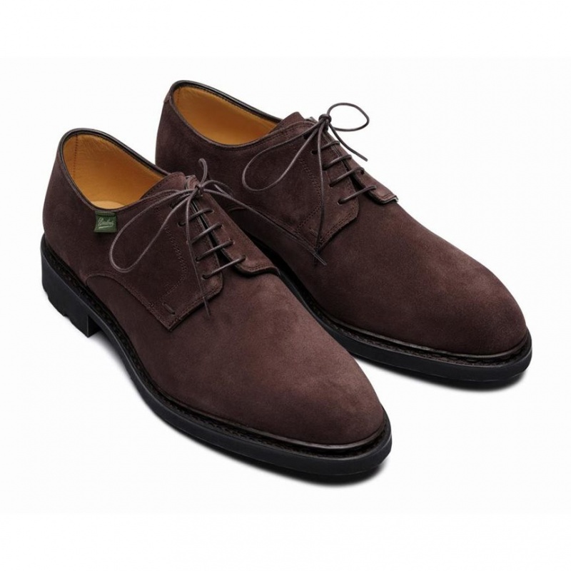 Men's Paraboot Frenaye Derby Shoes Dark Brown | TJGS-81697