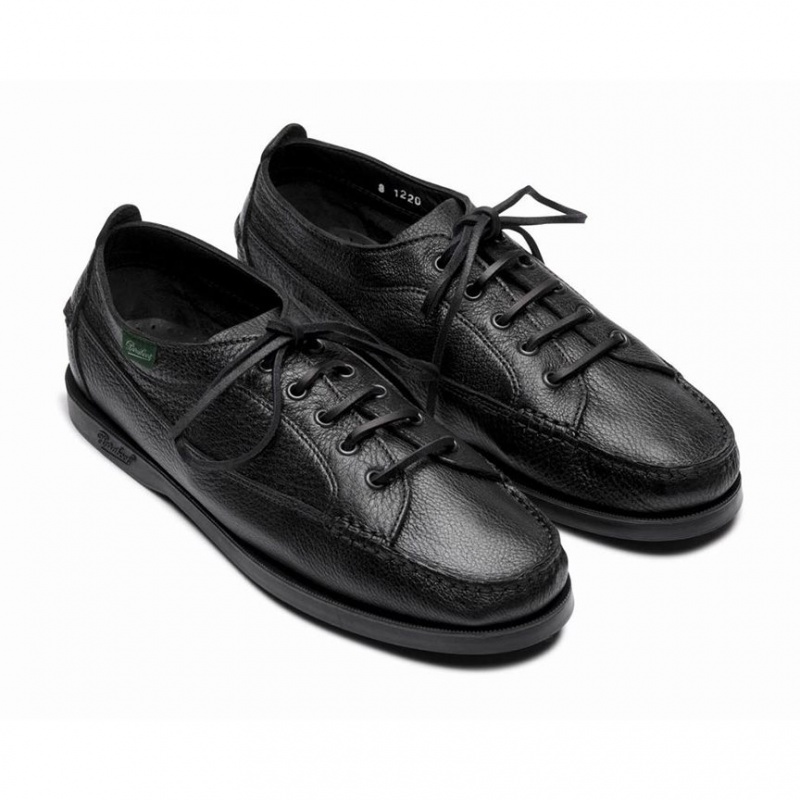 Men's Paraboot Malibu Boat Shoes Black | BJCK-31280