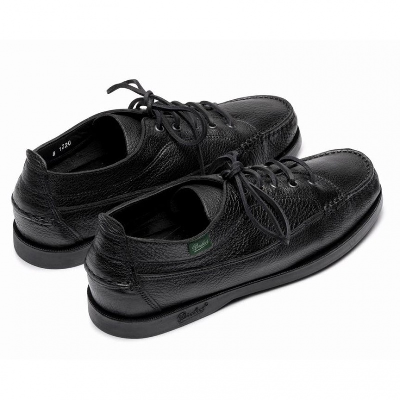 Men's Paraboot Malibu Boat Shoes Black | BJCK-31280