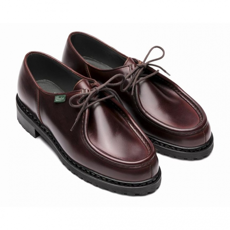 Men's Paraboot Michael Derby Shoes Burgundy | SYLC-61759