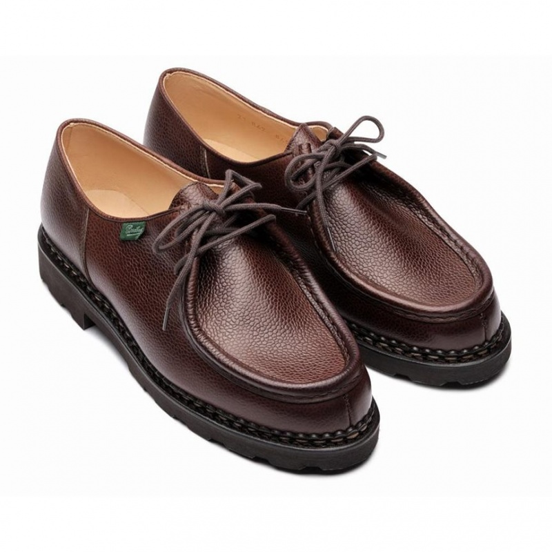 Men's Paraboot Michael Derby Shoes Dark Brown | PMAT-36102