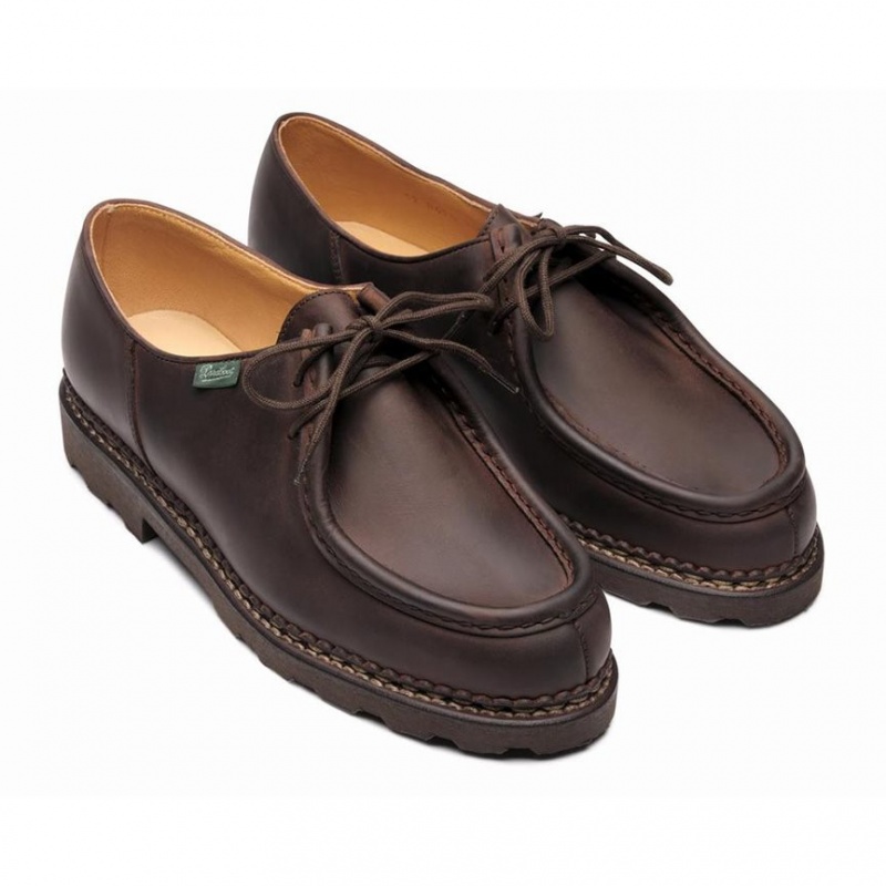 Men's Paraboot Michael Derby Shoes Dark Brown | VGUO-31974